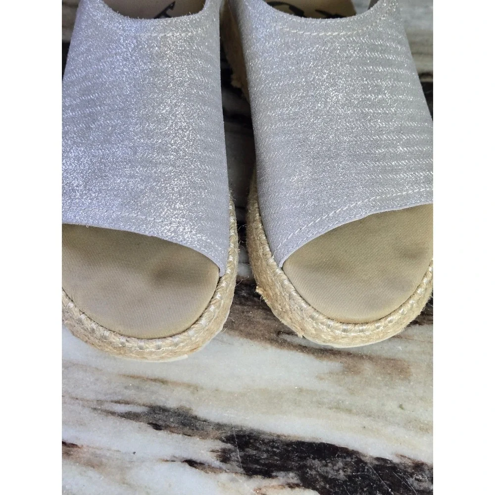 OTBT Marisol Silver Metallic Platform Espadrille Wedge Sandals Womens 8.5 M